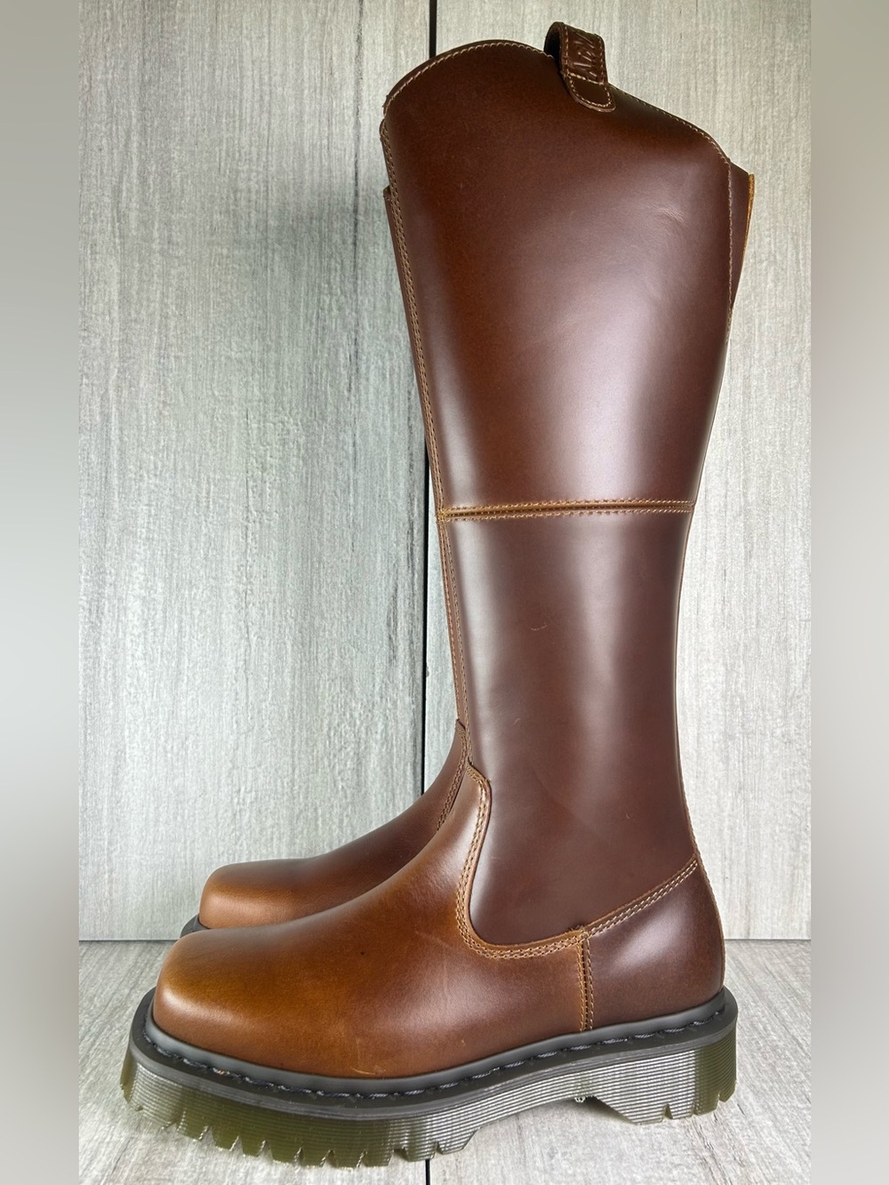 NEW Dr. Martens Docs Amaayah Hi Campus Brown Leather Riding Boots Womens Size - Picture 3 of 10